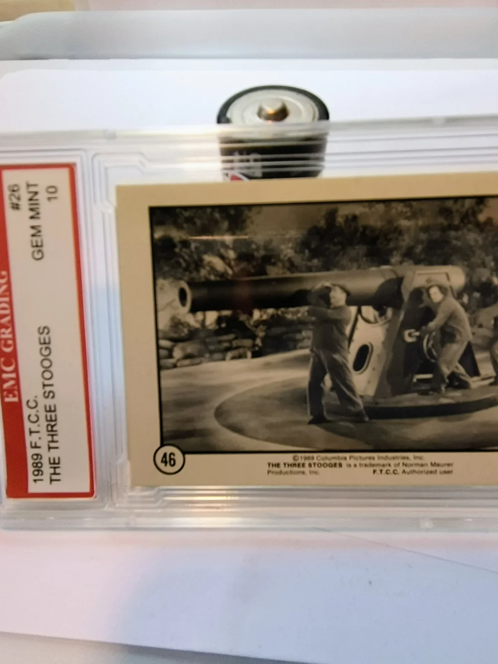 The Three Stooges 1989 F.T.C.C. Graded Card - Black & White. Trying To Fire The